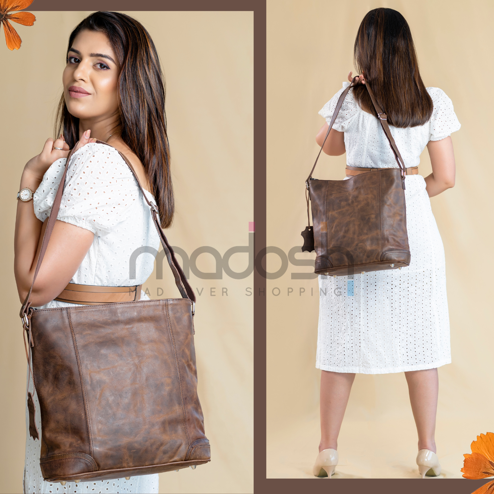  Women's Crossbody Bag Buffalo Leather Shoulder Handbag Large Capacity Hobo Purse